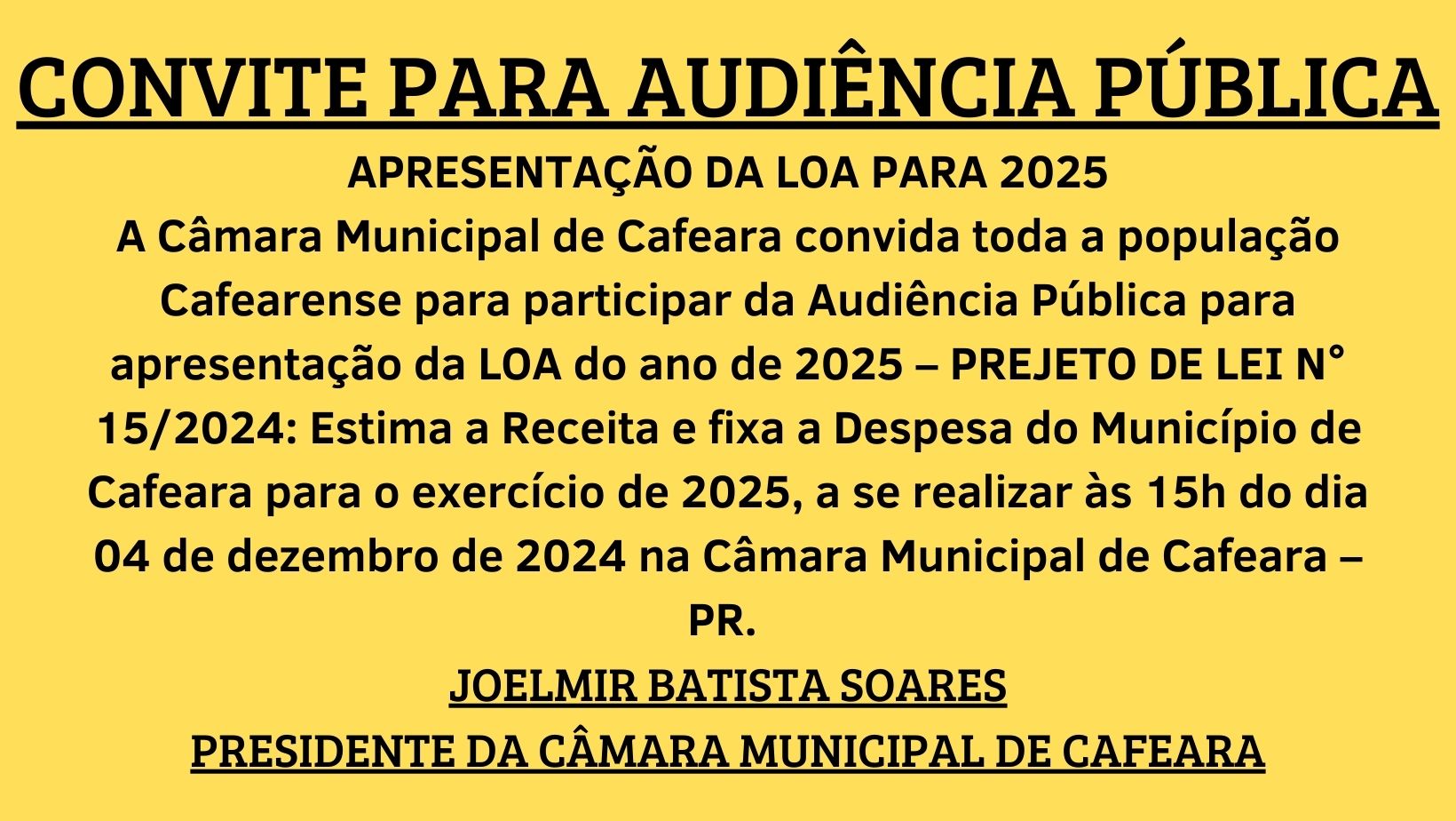 Convite para Audiência Pública - LOA 2025
